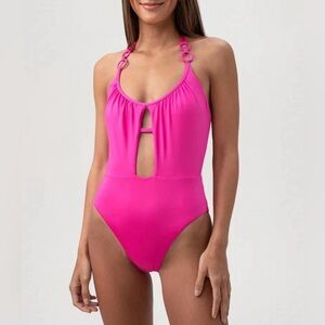 Trina Turk Women's Monaco One Piece Swimsuit Size 8 Rose Scoop Neck NWT $162